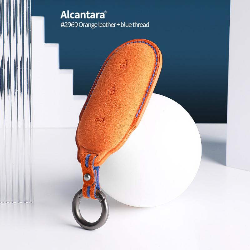 Alcantara Suede For LEADING IDEAL LiXiang L9 L8 L7 Car Key Case Keychain Smart Remote Cover Shell Protector Accessories