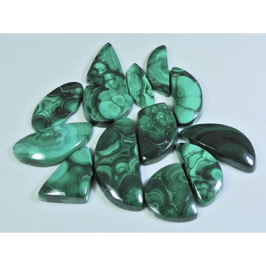 206Cts. Natural Green Malachite Ring Size Fancy Cabochon Gemstone 13Pcs Lot C-258