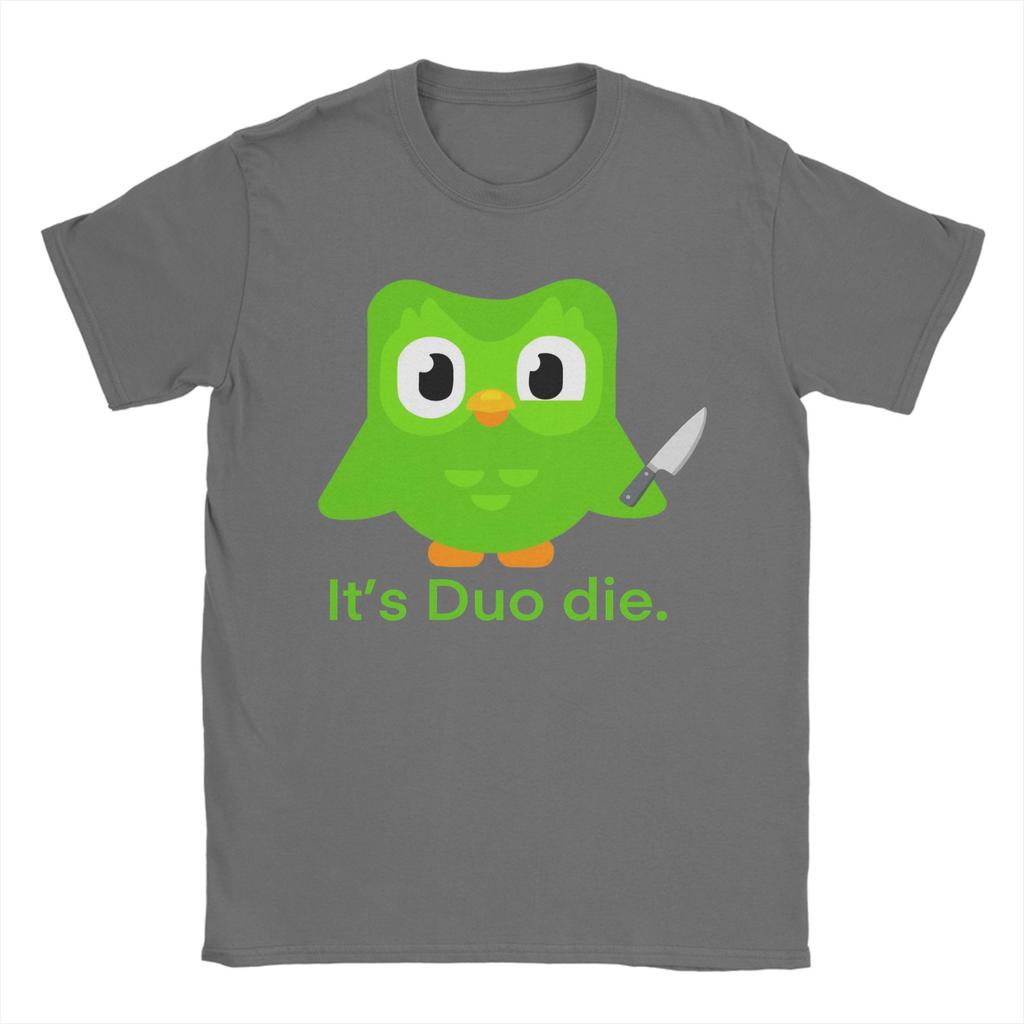 Funny Duolingo Meme (2) T-Shirt Men Vintage Cotton Tee Shirt O Neck Short Sleeve T Shirts Plus Size Clothes