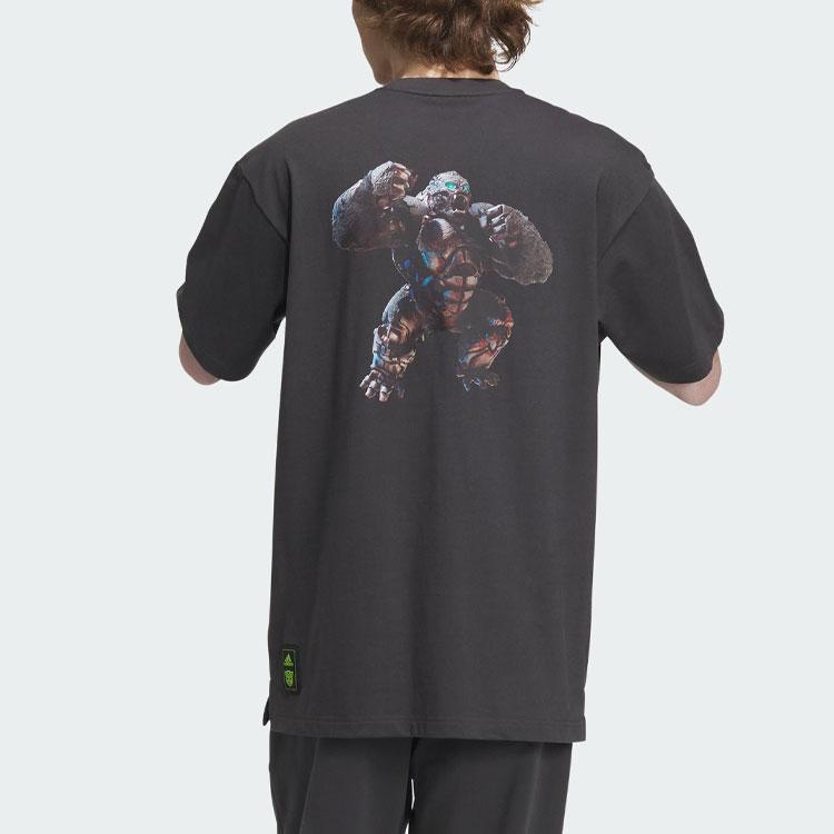 Adidas Transformers Tee Logo Cartoon Print Round Neck Sports Casual Loose Short Sleeve T-Shirt Men Tops Carbon-Black IK3499