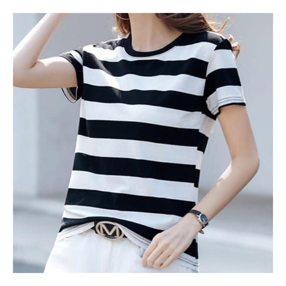 Navava Casual ShorT Sleeve STriped Round Neck T shirT nT627