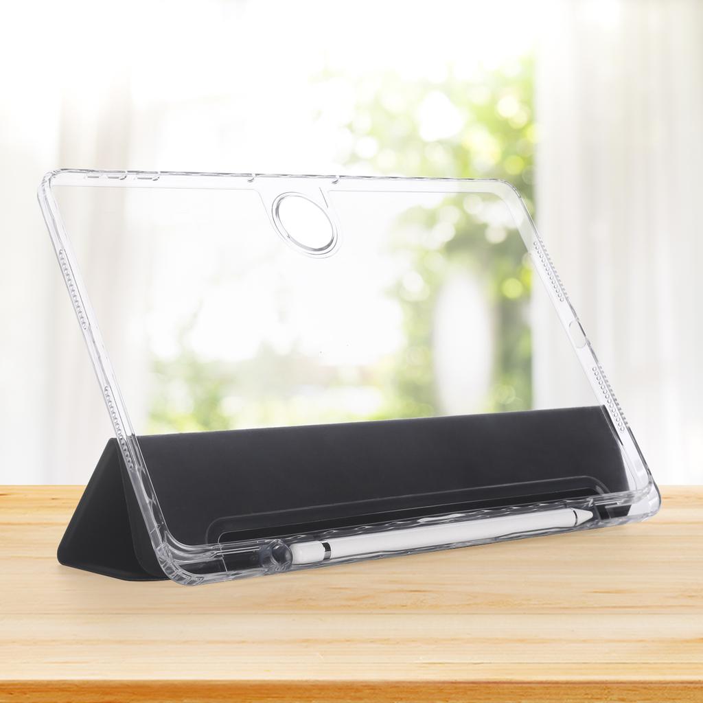 For Honor Pad 9 Case Tri-Fold Stand Leather+TPU+Acrylic Clear Back Tablet Cover