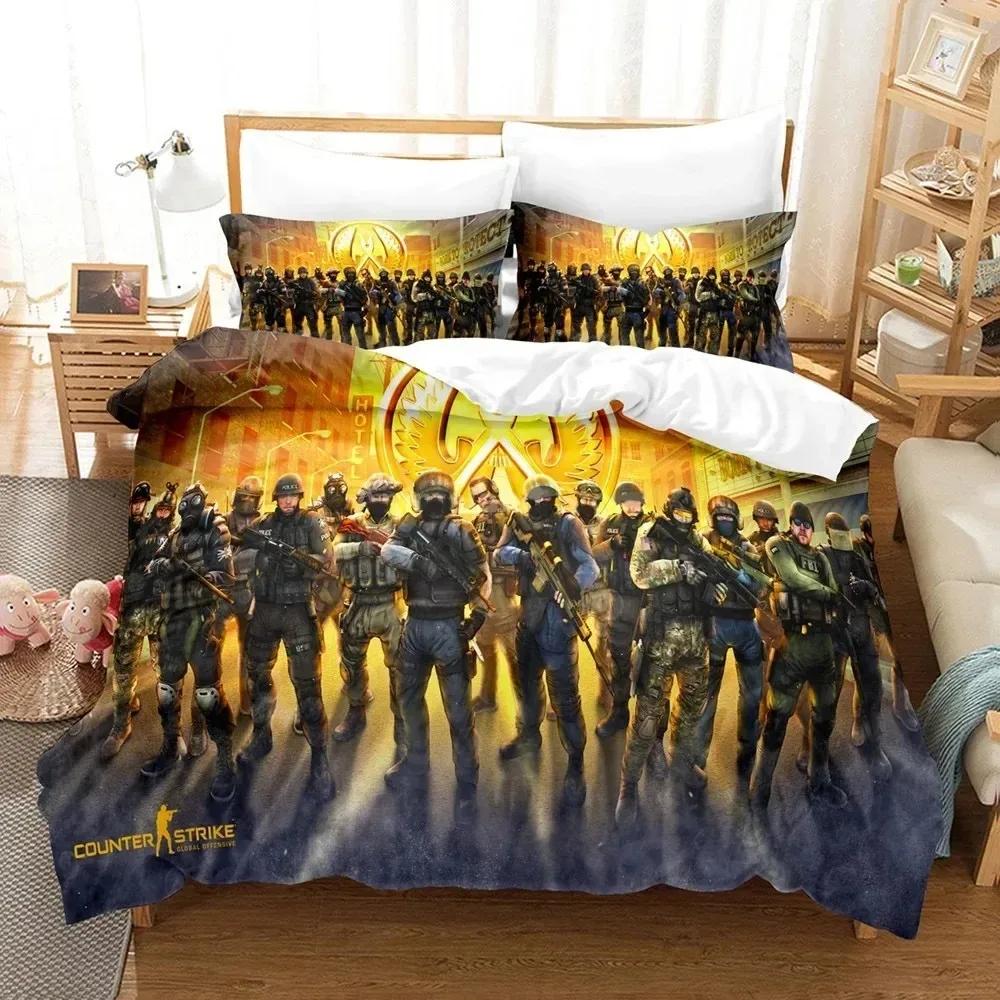 Shoting Game Csgo Beding Set Soft Duvet Cover Bedrom Warm Comforter Covers Single Twin King-Sized Dimensionsd Dimensions Comfortable Quilt Cover Home