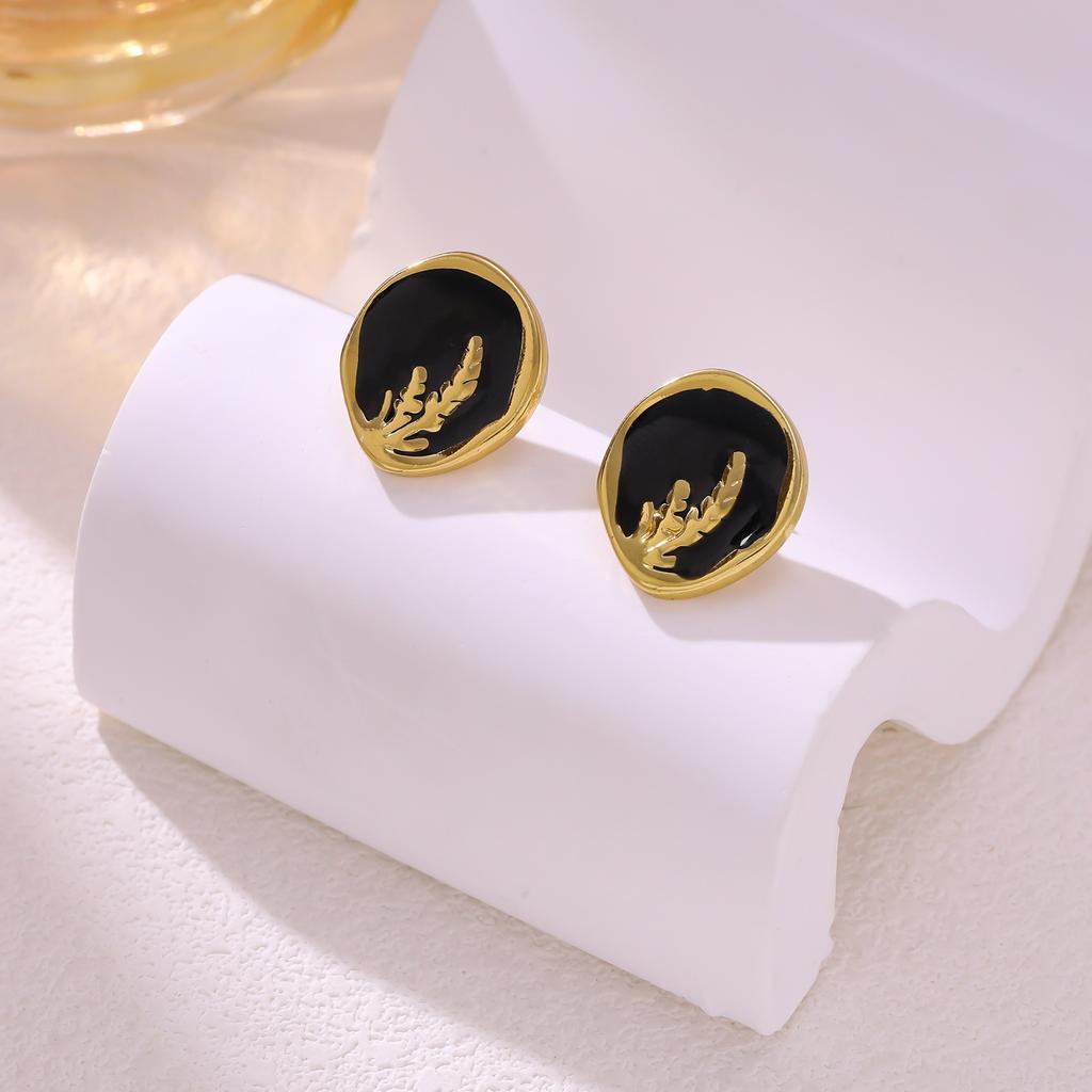 Vintage Enamel Butterfly Stud Earrings Ladies Women Ear Jewelry Vintage Enamel Geometric Oval Stud Earrings