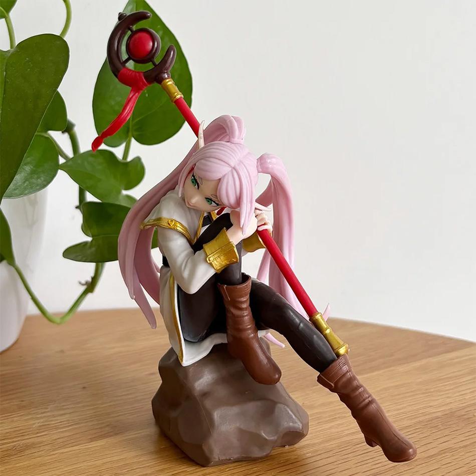 Frieren Beyond Journey's End Frieren Model Pink Hair with Staff PVC Action Figure Collectible Model Toy Present