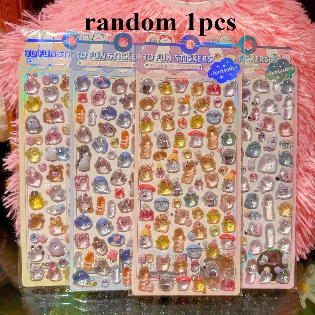 New 4 Pieces Kids' Cartoon Cute Soft Ghost 3D Stickers Adorable Decals for Phones Notebooks Pencil Cases BulingBulingStickers