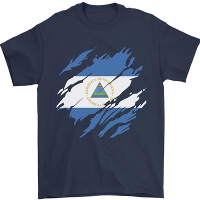 Unisex Shirt Cotton Oversize Large Size Torn Nicaragua Flag Nicaraguan Day Football Mens T-Shirt