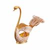6 Pieces Coffee Spoon Set Swan Base Holder Stainless Steel Spoons Dessert Spoon Set  Fruit Dessert