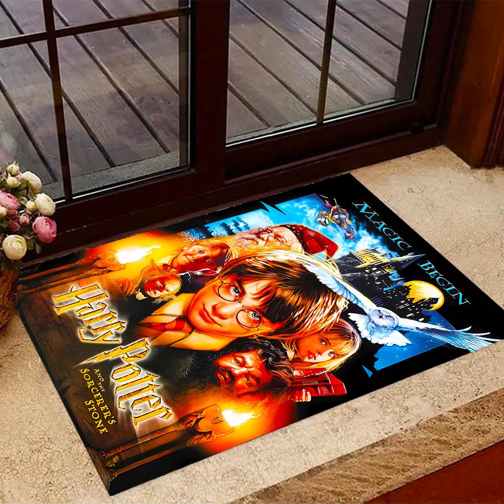 Harry Potter Hogwarts Themed Anti-Slip Rugs - Polyester Home Decor, Suitable for Bedrooms, Living Rooms, Doorways, Studios, and Decorations