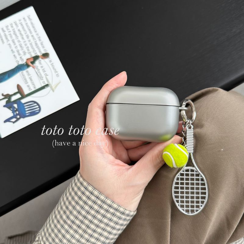 

Sleeves for Apple 1/2 Generation Wireless Protective Case Airpods3 Generation Niche New Style Pro2 Pure Color Electroplating Earphone Case Pro Apple AirPods 4 Shell + silver tennis pendant