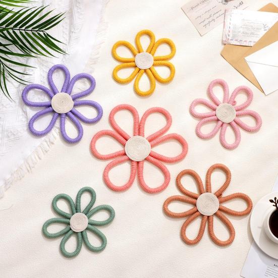 6Pcs/Set Bohemia Flower Wall Hanging Ornament Decoration Farmhouse Rustic Wooden Floral Wall Art Home Office Living Room Bedroom Wall Decoration