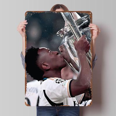Vinicius JR Real Madrid Plakatas Futbolo Žaidėjas Metalinis Ženklas Retro Individualūs Futbolo Skardinės Plokštės Sienų Meno Dekoras Kambario Dekoras Vyrams
