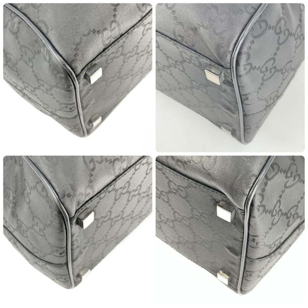 GUCCI GG Pattern Boston Bag Handbag Nylon Leather Interior Pocket Black A4 Size Men's 012 0383