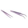 Eyelash Extensions Tweezer Stainless Steel Nail Art Nippers Pink Straight Bend Tweezer Non-slip Handle Stainless Steel Tweezer
