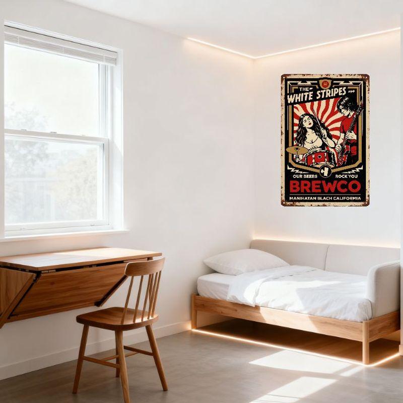 The White Stripes Our Beers Rock You Brewco Manihatan Blach California Vintage Metal Tin Sign Rock N Roll Music Beer Decor for B