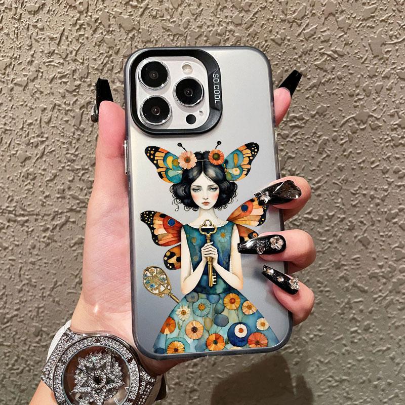Pretty Classical Young Girl Laser Phone Case For IPhone 13 12 Mini 11 Pro Max 16 15 14 Pro Max Plus Fashion Minimalism Covers
