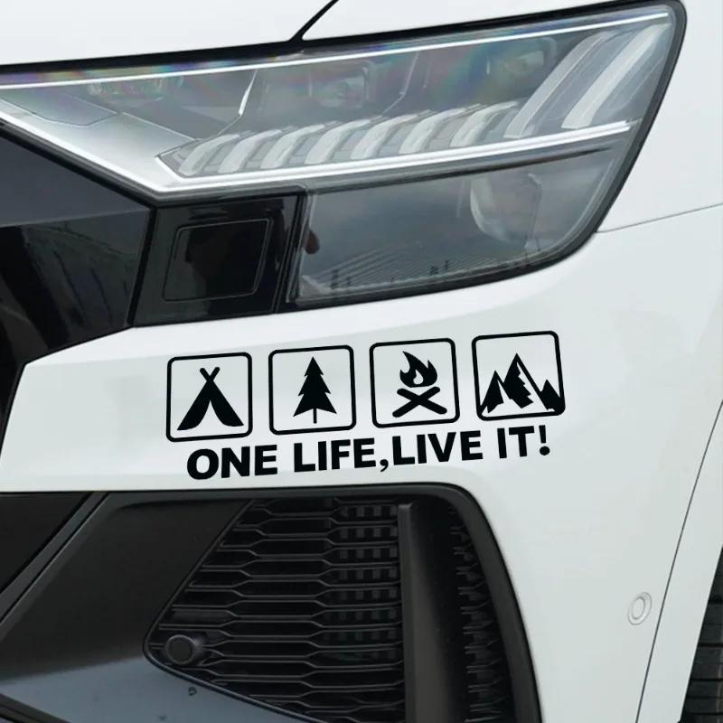 One Life Live It Camping Outdoor Enthusiast Car Stickers Wild Survival Quadruple Decal for Vehicle Auto Window Tail Body Bumper