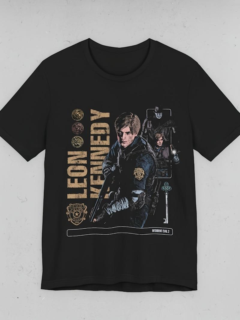 

RER Leon unisex Tshirt new biohazard game Tshirt Unisexs anime character Tshirt summer Unisexs shirt S