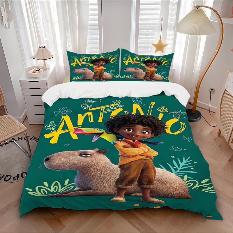 3pcs Encanto Antonio Madrigal & Capybara Bedding Set, Including 1 Quilt Cover and 2 Pillow Shams, Without Filling, Soft and Comfortable Home Bedroom
