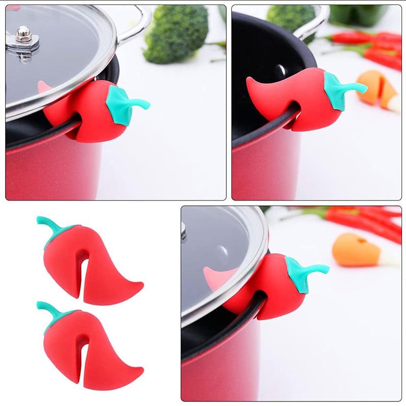 1PC Creative Cute Little Pepper Carrot Chicken Leg Modeling Pot Lid Raising Silicone Anti-Spill Kitchen Practical Fun Gadget
