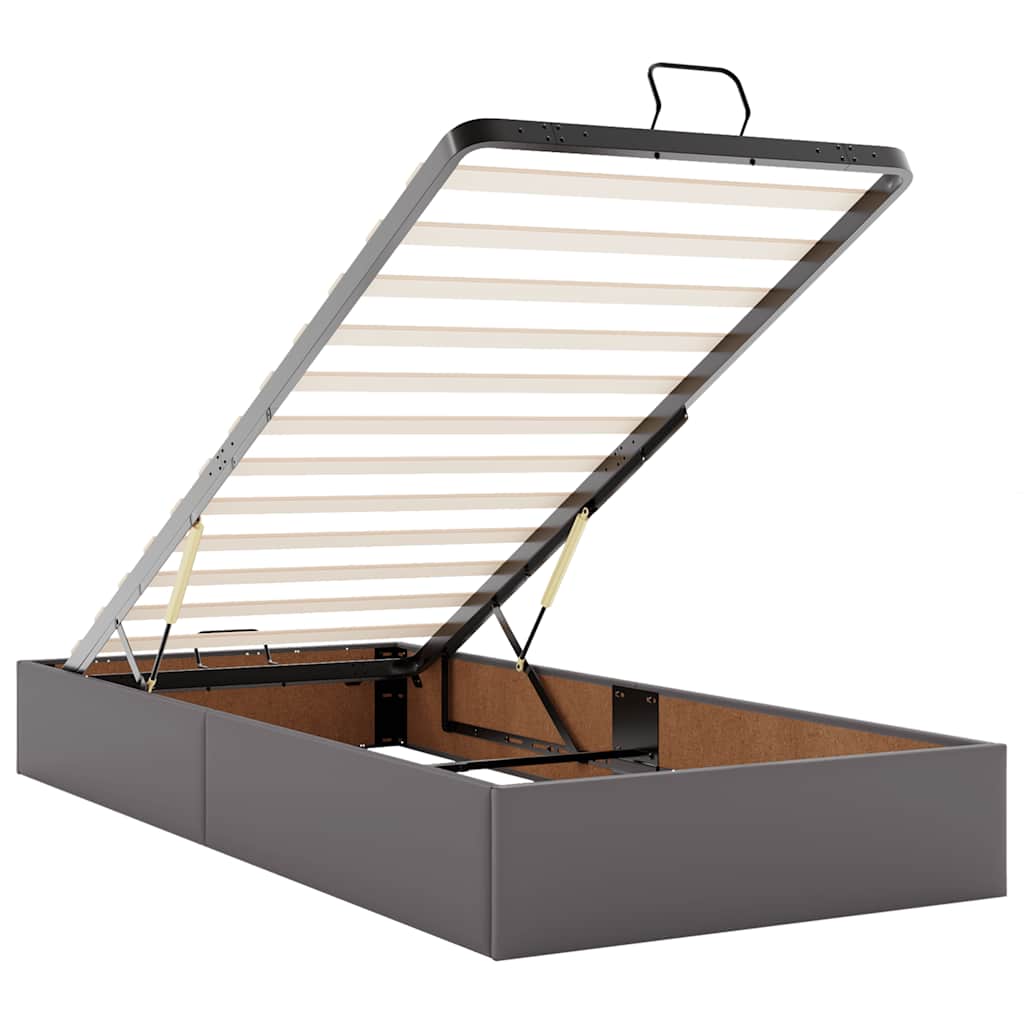 Ottoman Bed with Mattress Grey 80x200 cm Faux Leather