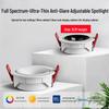 Ultra-thin 3cm Dimmable Recessed Spotlight: Eye-Protective, Anti-glare Ceiling Light with Adjustable Ra98 High CRI for Home Use.