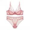 European & American Lace Lingerie: Ultra-Thin Transparent Half-Cup Bra Set for Large Breasts, Anti-Sagging, Plus Size