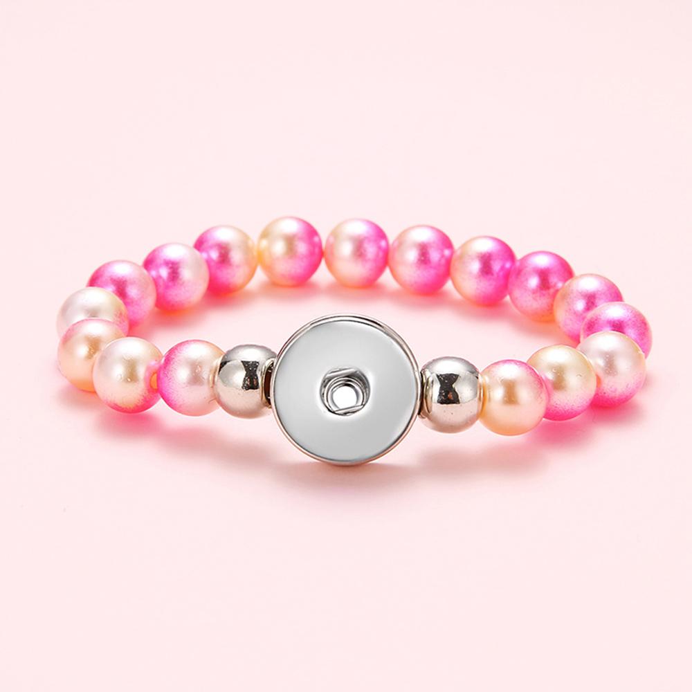 Kids Pearl Beads Elastic Band Bracelet Child Kid Unicorn Charm Personalized Snap Button Stretchy Beaded Bracelets for Children Elastic/Adjustable&Elastic Band Beaded Bracelets