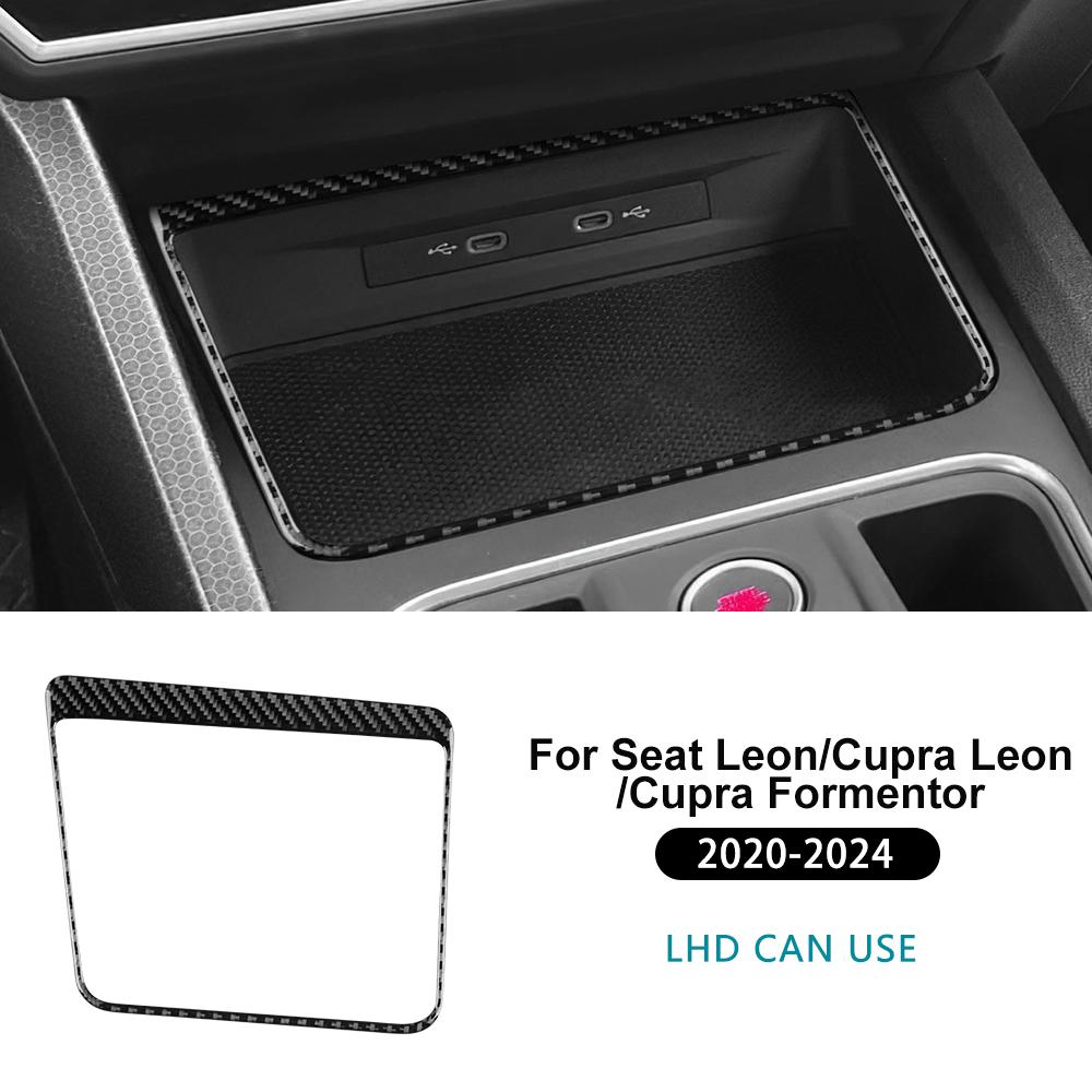 For Seat Leon MK4 Cupra Leon Cupra Formentor 2020-2025 2025 2025 Soft Carbon Fiber Sticker LHD RHD Car Wireless Charging Frame