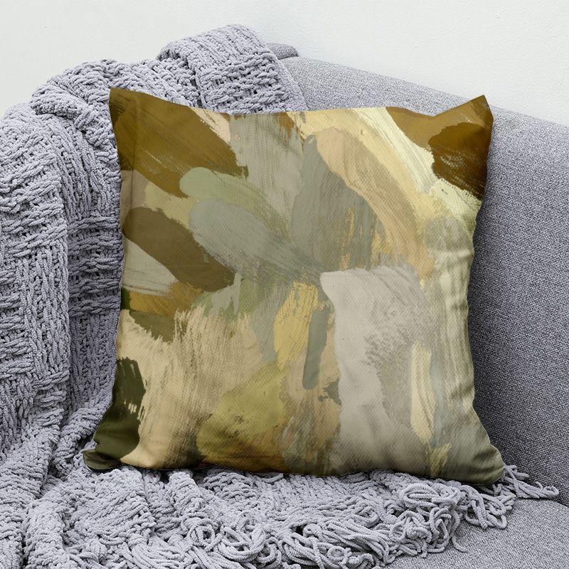 Niche Earth Color Simple Pillow B&B Sofa Back Cushion High-end Pillow Cover Double-sided Printing