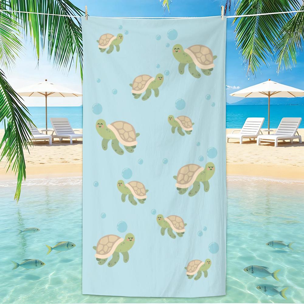 Beach Turtle Animal Printed Beach Towel, Quick Drying Absorbent Beach Towel, Outdoor Sports Swimming Beach Towel  Hair Towel