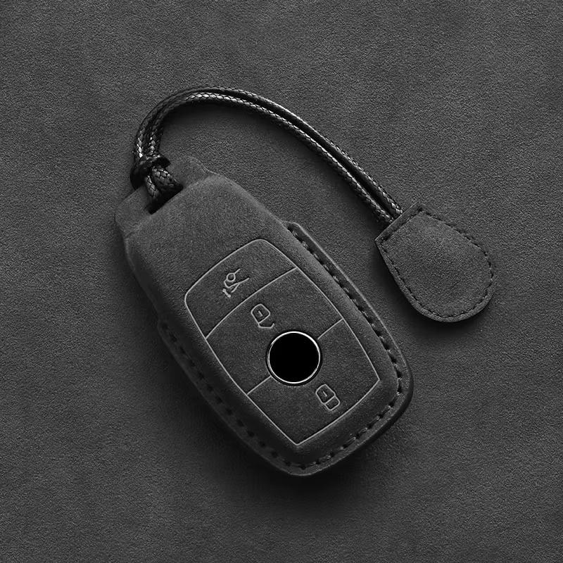 

Leather Car Key Case for Mercedes Benz A C E S G Class GLC CLE CLA GLB GLS W177 W205 W213 W222 X167 AMG Fob Suede Accessories