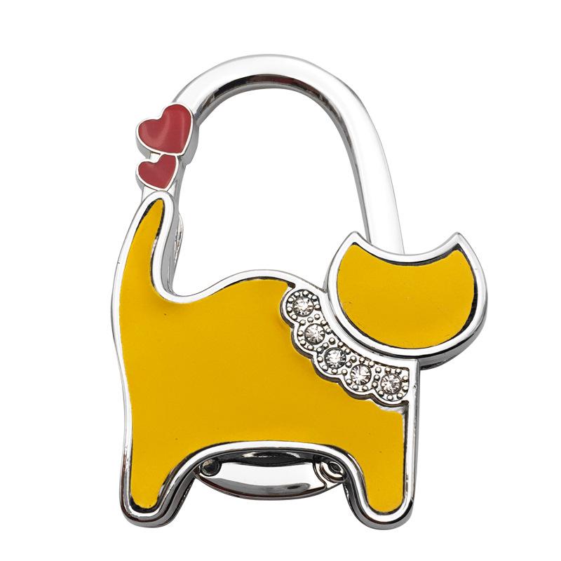 Two-heart Cat Bag Hook: Customizable Logo, Inner-Folding Table Edge Hook for Ladies