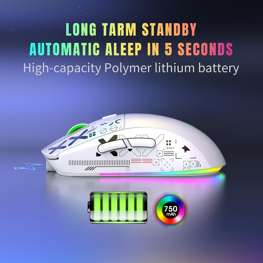 HXSJ T90 2.4G Wireless Mechanical Mouse RGB Gaming Mouse Ergonomic Design 10 Million Keystroke