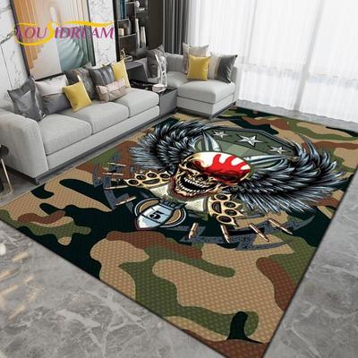 Militärische Tarnung-Marine-Schädel-Teppiche für Wohnzimmer, Schlafzimmer, Outdoor-Camping-Teppiche, Fußmatte, Küche, Badezimmer, rutschfeste Fußmatten