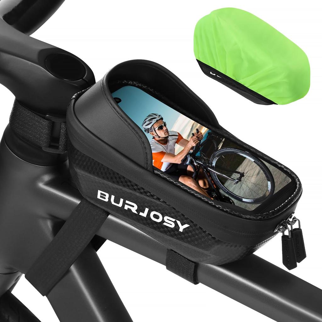 Lightweight and compact bicycle frame bag with smartphone rain sun and small item holder, cover, 6.5-inch high-sensitivity touchscreen, visor,