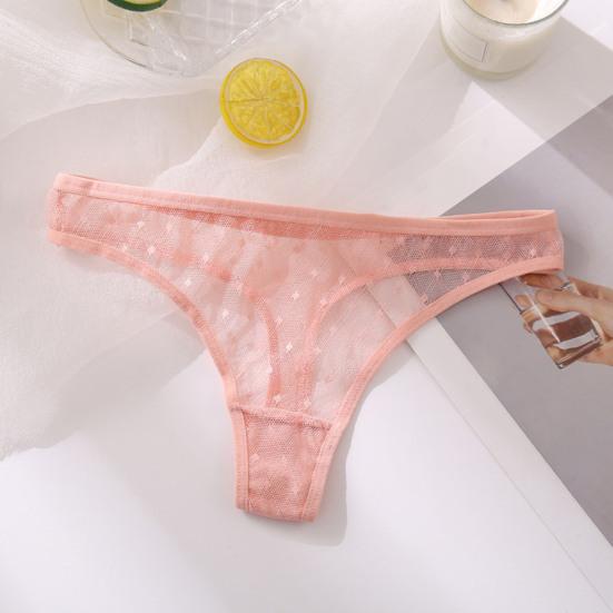 Women Thongs Hollow Out Mesh Sexy See Through Good Stretch Briefs G-strings for Sleeping
