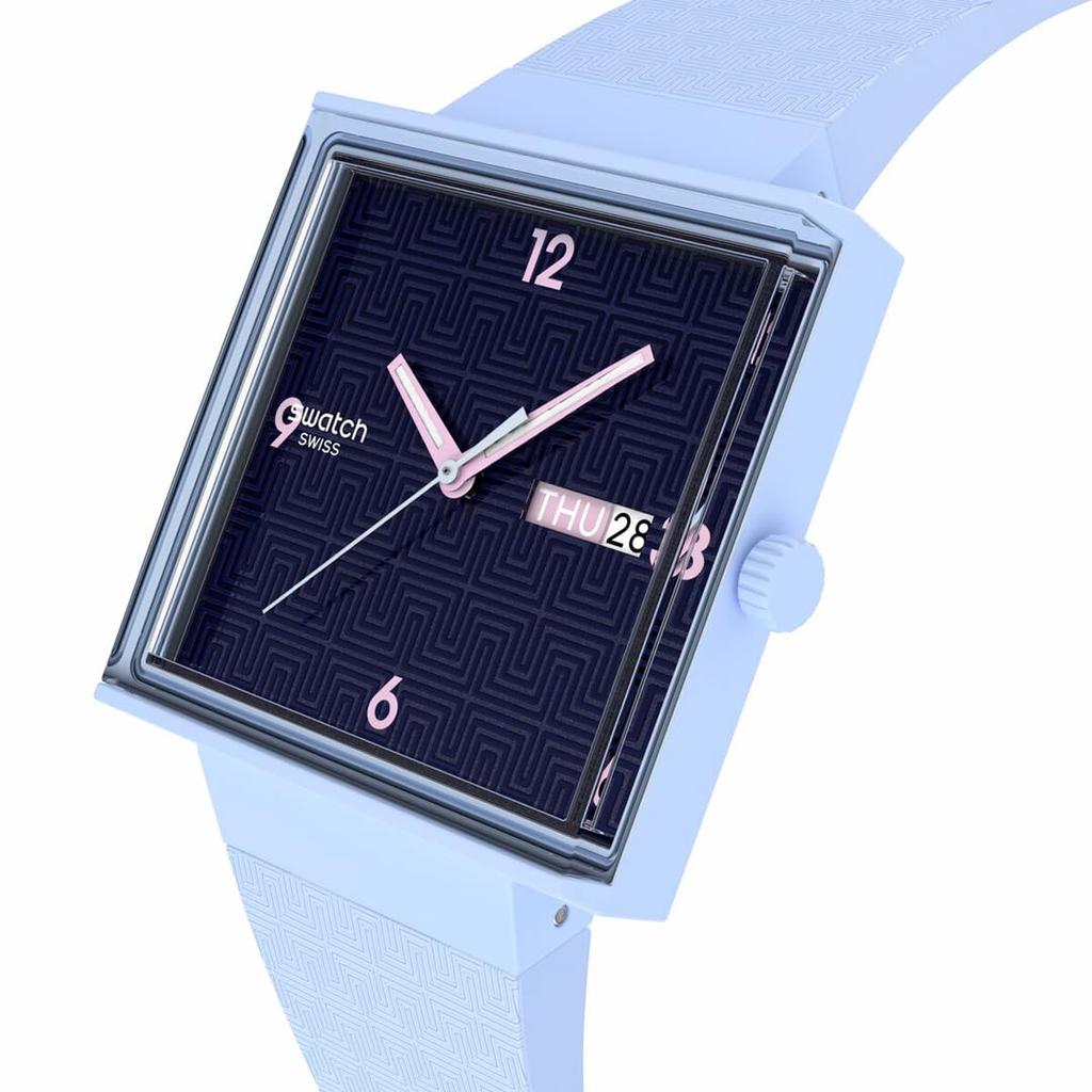 Swatch Square Bioceramic Bright Angle Watch, SO34L701, Unisex, Blue