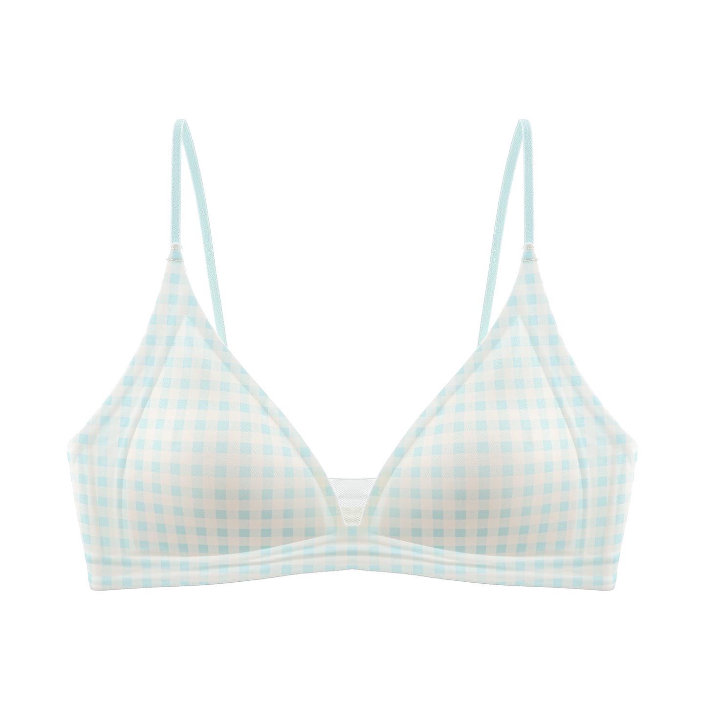 French Pastoral Floral Seamless Mesh Triangle Bra for Women XL 38/85