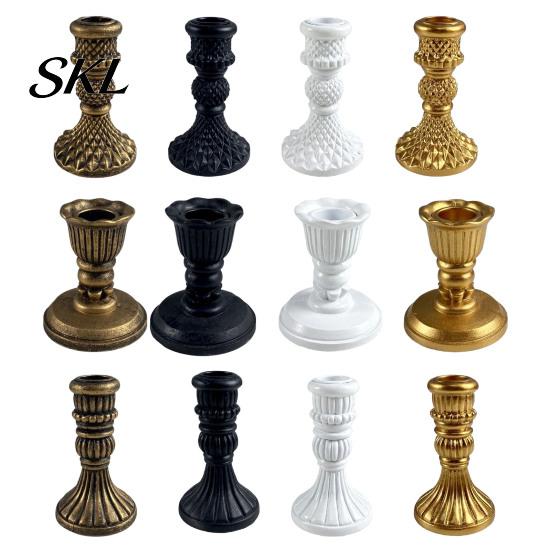 Elegant Candle Holder Vintage Taper Holder, Nostalgic Resin Candlestick Decorative Soft Decoration Accessories Stand for Wedding Party Dinning