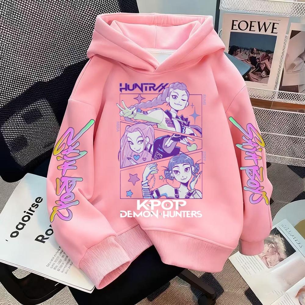 Kpop Demon Hunters Sweatshirt Kids Hoodie Casual Fashion Autumn Winter Boys Girls Warm Anime Clothes