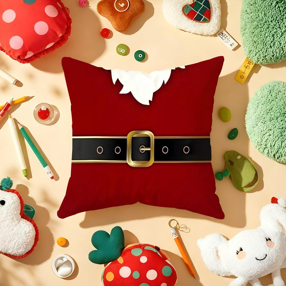 Classic Father Christmas Pillow Case Plush Fabric Soft Double-Sided Printed Sofa Warm Winter Home Gift Cushion Cover