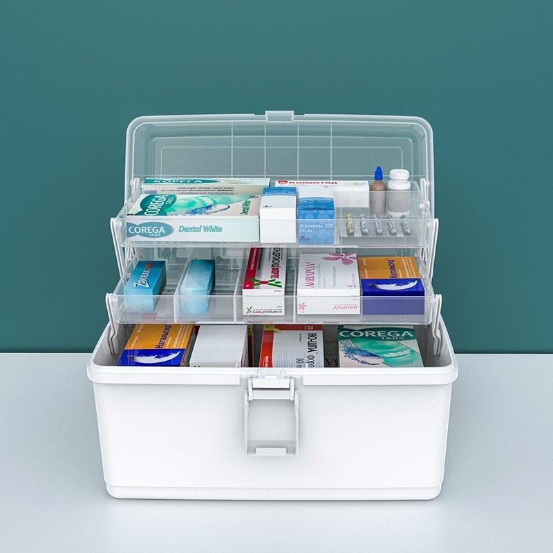 Large Capacity Family Medicine Organizer Box Portable First Aid Kit Medicine Storage Container Family Cosmetics Kit Box Storages