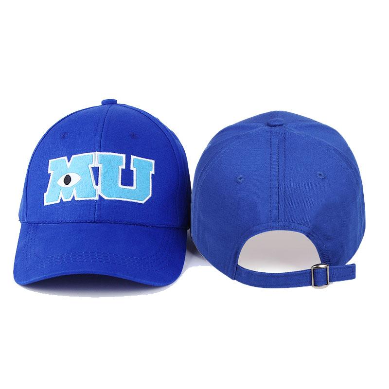 Fashion Men Baseball Cap Monsters University MU Letters Embroidery Women Snapback Hats Big Eye Comic Unisex Cotton Sun Blue Hats