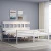 Bed For Senior, With Headboard, White, 200X200 Cm, Solid Wood