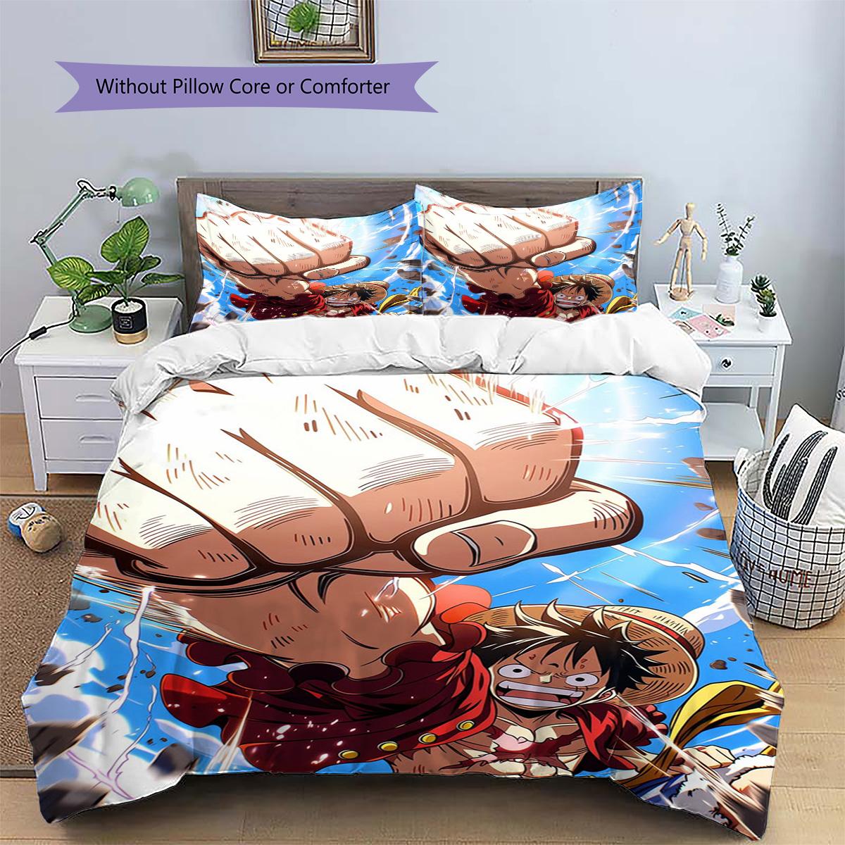 

Luffy Patterned Pillowcase & Duvet Cover Set Bedroom Lifestyle Printed Bedding with Anime Theme Enthusiast Gift.-TING 135x200cm