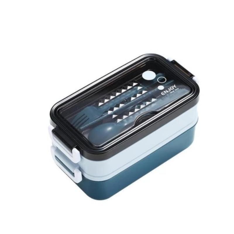 Japanese Rectangle Double Layers Bento Box Leakproof Lunch Boxes Sealed Multi-Compartment Box Lunchbox With Tableware