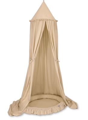 Set: Hanging Cotton Canopy for a Children's Room and a Nest with a Ruffle - Beige