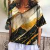 Letnie Damskie T-Shirty Moda 3d Nadruk Gradientowy Harajuku T-Shirt Oversize Topy z Krótkim Rękawem z Dekoltem w Serek Nowa Odzież Damska