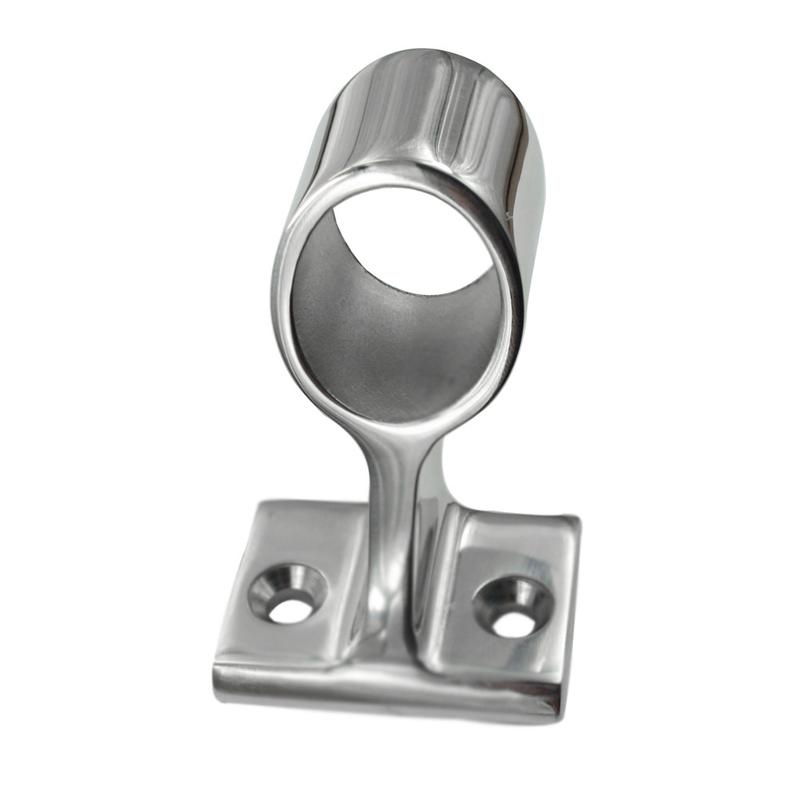 2Pcs Marine Boat 1" 25mm 60 Degree Center Base Stanchion Hand Rail Fitting Silver 316 Stainless Steel